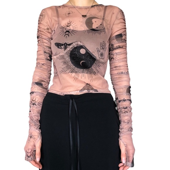 MISSGUIDED Mesh Long-sleeve Top - Picture 1 of 5